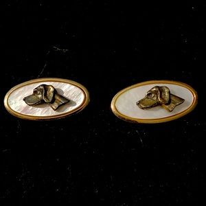 Anson hound dog cufflinks in mother of pearl